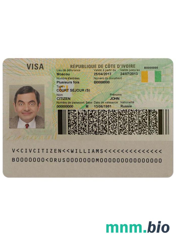Cote d' Ivoire visa Full editable PSD
